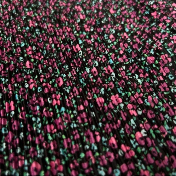 Bershka Long Sleeve Dainty Floral Print Pleated Mini Dress Size Small - Picture 6 of 14